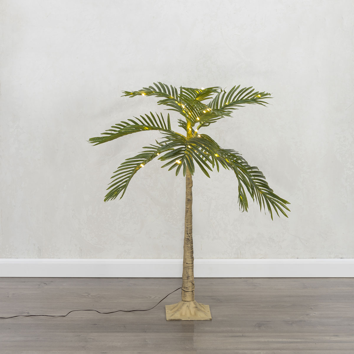 4 Foot Electric Lighted Palm Tree 55 Warm White Micro Lights With Outdoor Adaptor