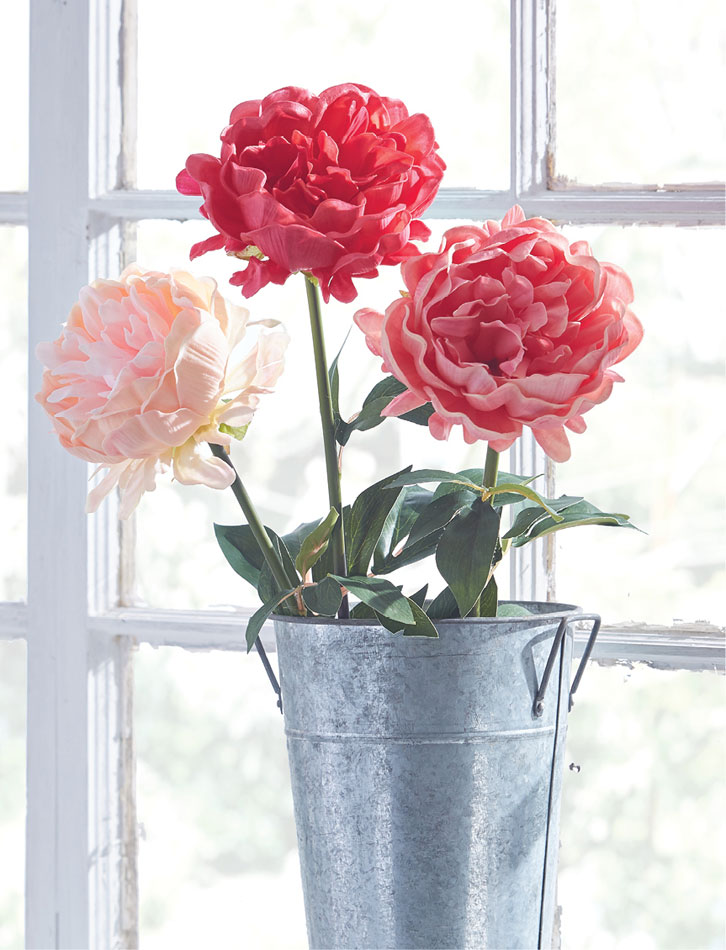 Real Touch Peony Stem 25 Inch Set of 3 Assorted Colors