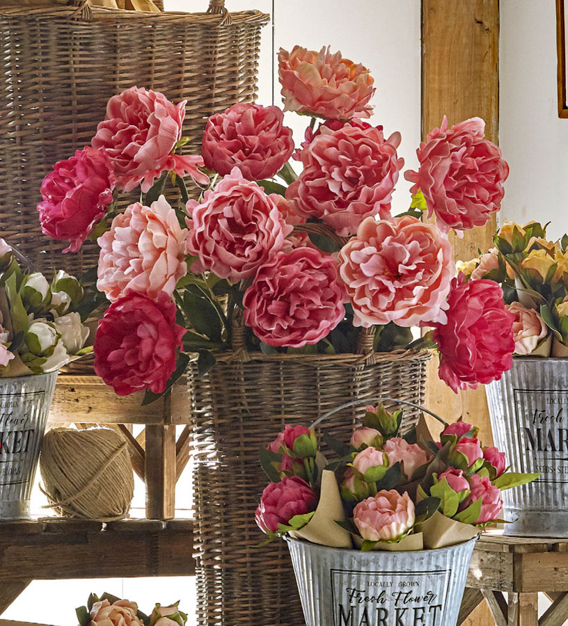 Real Touch Peony Stem 25 Inch Set of 3 Assorted Colors