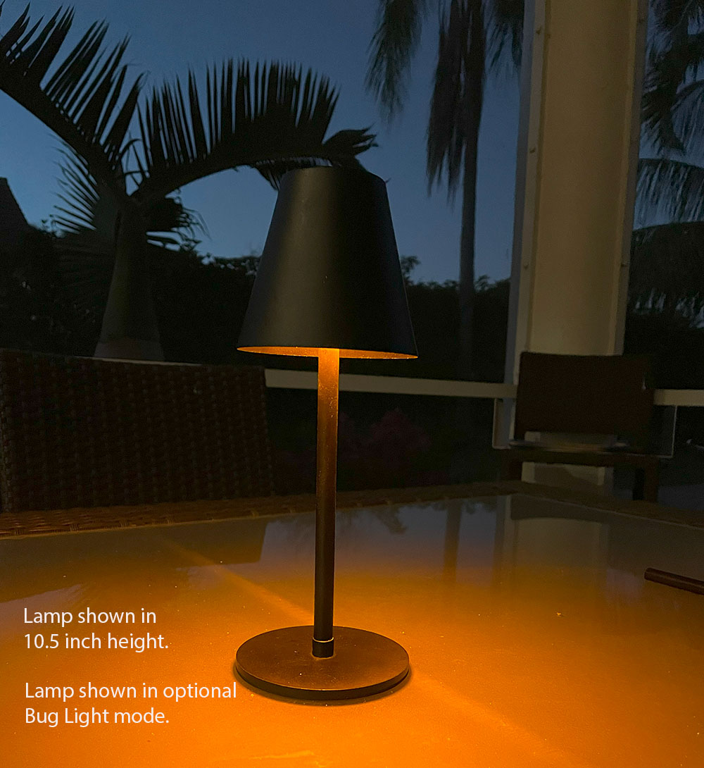 Rechargeable Cordless Table Lamp for Cafe or Patio Dimmable Black