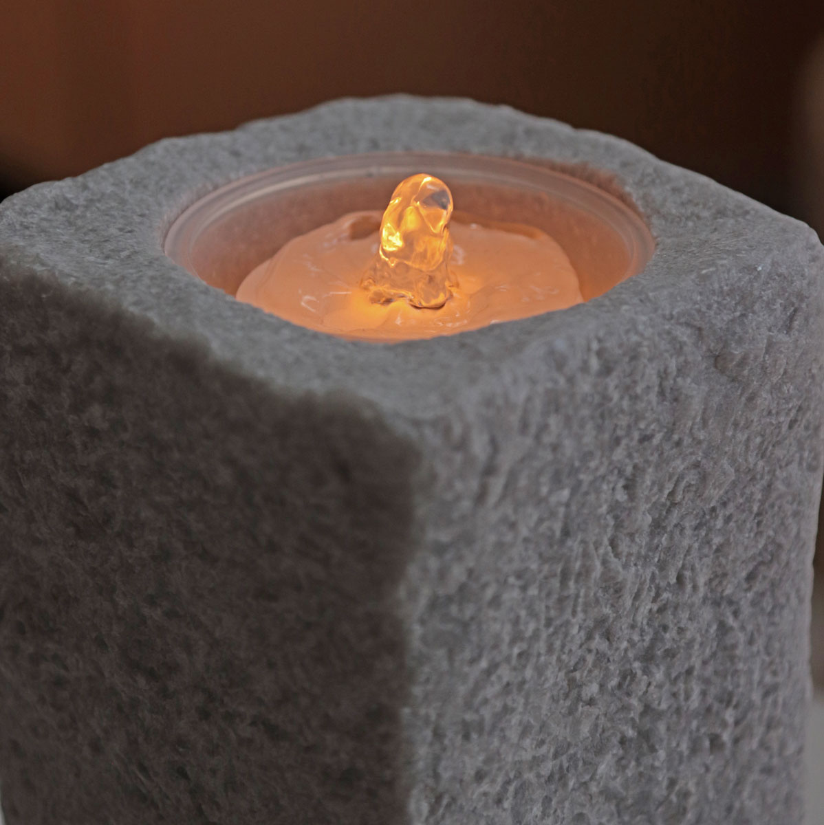 7 Inch Wax Aquaflame Rock Fountain Candle Remote Control Included
