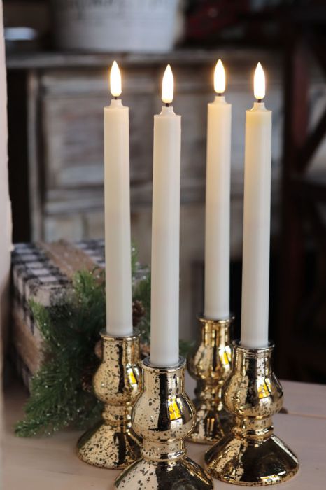 Taper Candlestick Gold 9in - Quick Candles