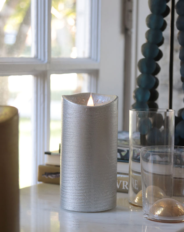 Silver Simplux LED Designer Candle - Moving Flame 3.5x7