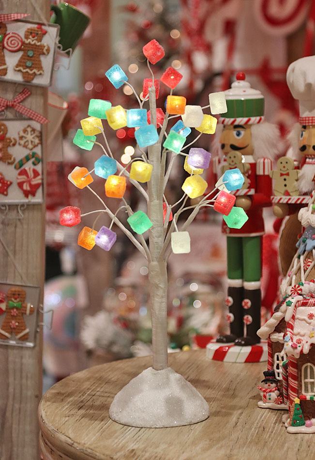 Lighted Gingerbread Gum Drop Candy Tree Battery Operated 16 Inch