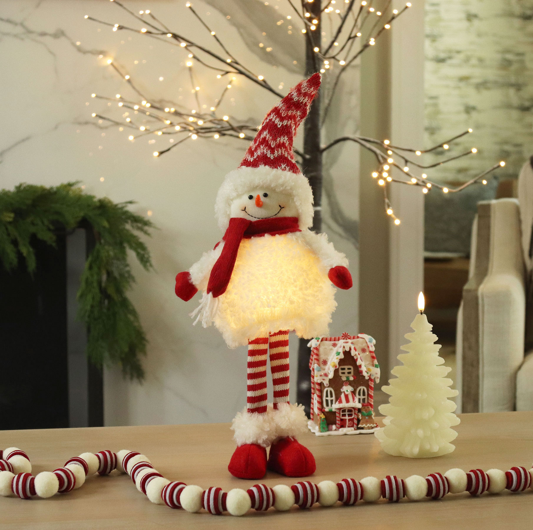 Battery Operated Lighted Snowman Figurine 20 Inch NEW 2022