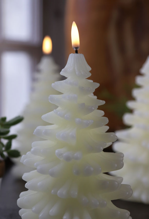 Uyuni 4 x 7 Inch Ivory Christmas Tree Candle Remote Ready