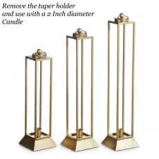Gold Lanterns Set of 3 For Pillars and Taper Candles - New 2024