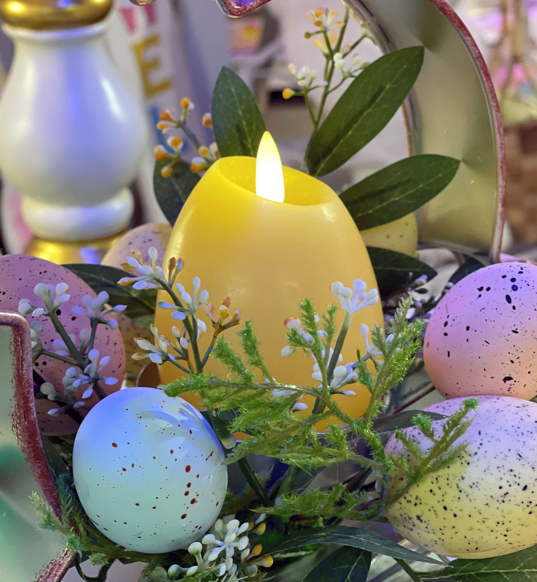 4 Inch Lighted Wax Egg Candles Set of 4 Assorted Spring Colors