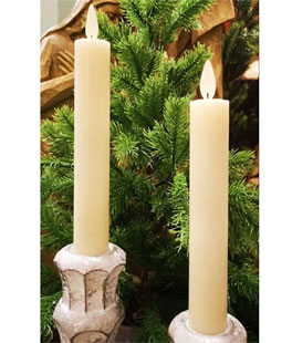 6 Inch IVORY (2 Pack ) Moving Flame Battery Operated Taper Candle - Remote Included 