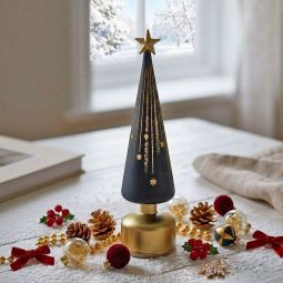 14.5" Twinkling Light Up Rotating Glass Tree Battery Operated With Timer - NEW 2026
