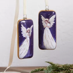 5.5" Guardian Angel Rectangle Ornament Set of 2 Glass - NEW 2026