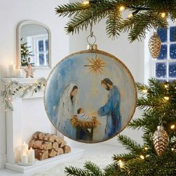 Glass Blessed in Bethlehem Disc Ornament - 4.75 Inch New 2026