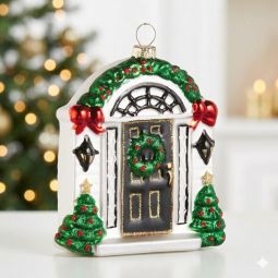 Glass Front Door Welcome Ornament - 4.25 Inch New 2026