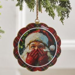 Santa's Secret Scalloped Disc Ornament - 6 Inch New 2026