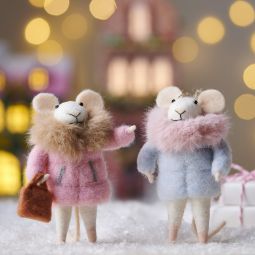 Fur Coat Mice Ornament Set of 2 - NEW 2026