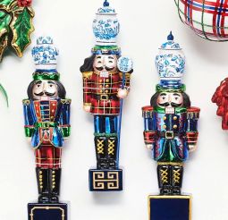 Noble Nutcracker 8" Glass Ornament - Set of 3 Assorted - NEW 2026