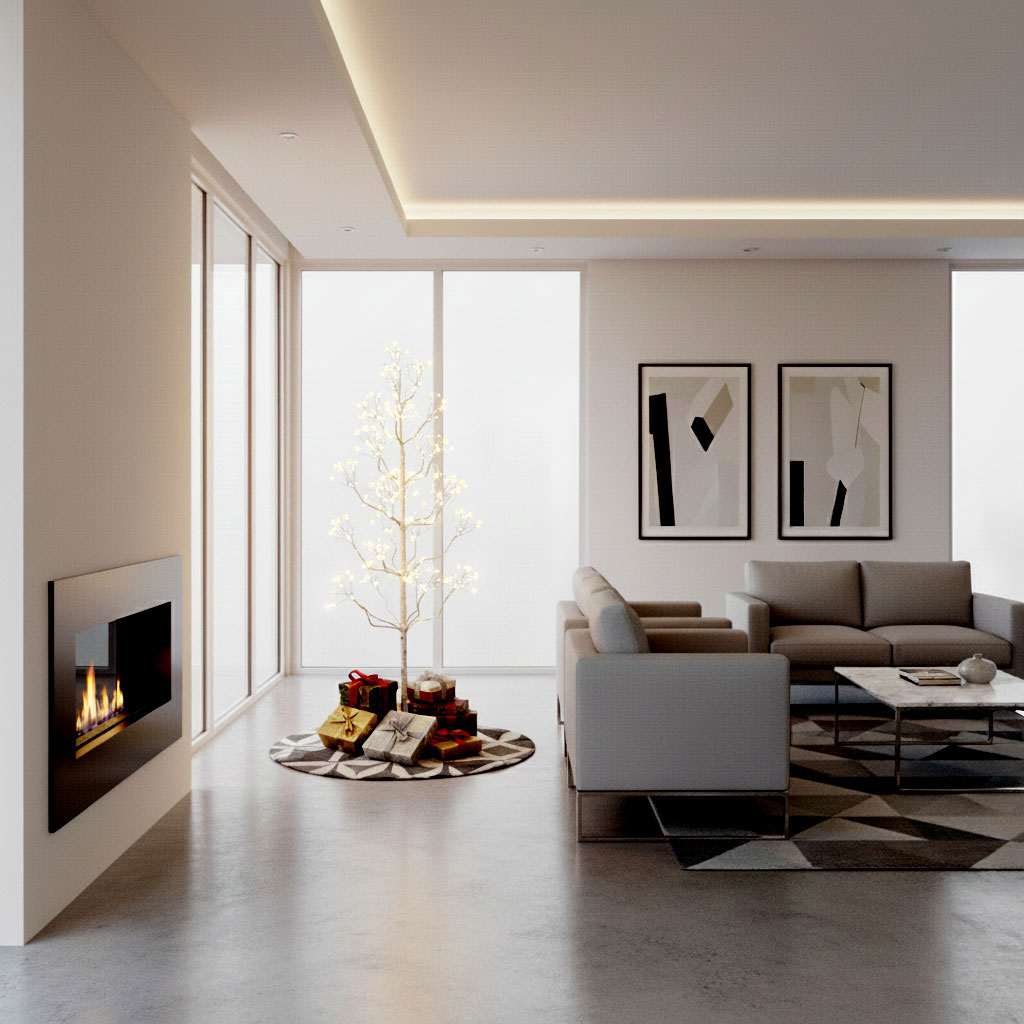 4 Foot White Birch Tree Contemporary Flare - 336 LED Lights - Multi ...
