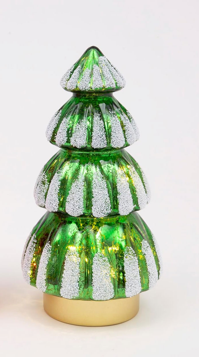 Twinkling Green Mercury Glass Tree 11.5 Inch With Glitter - New 2026
