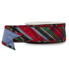 Tartan Plaid Wired Ribbon 2.5" x 10 Yards - New 2026