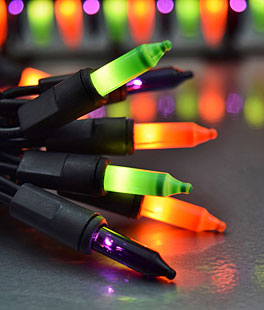 Halloween String Lights - 50 Mini Green Purple and Orange - 17 Feet 