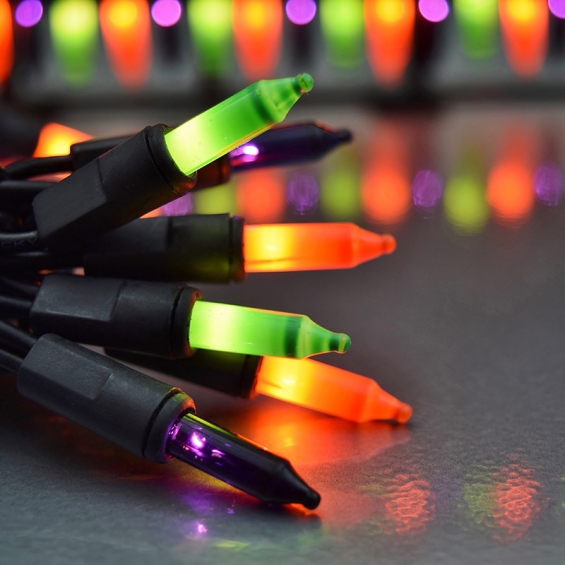 String Lights 50 Mini Green Purple And Orange 17 Feet
