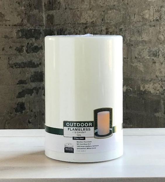 Outdoor Candle Impressions White Flameless With Timer 6 X 9 White Flameless Candle With Timer, Outdoor Flameless Candles With Timer