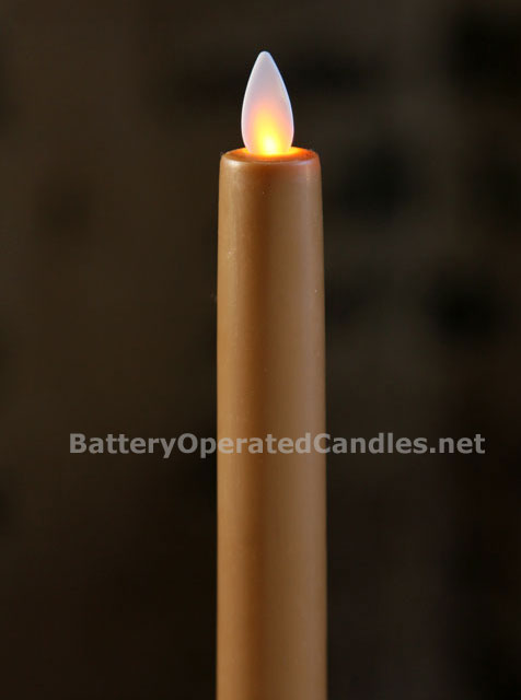 8 Inch Taupe Moving Flame Battery Operated Taper Candle