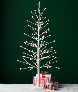 White 5 Foot LED Tree - 120 Round Warm Gold Lights