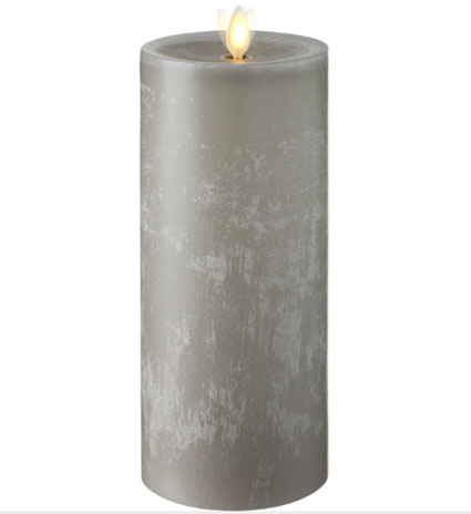 moving flame candle 9 inch grey flat top chalk finish flameless tea lights with remote control