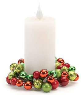Mini Ball Wreath Candle Ring - Red and Green NEW 2023