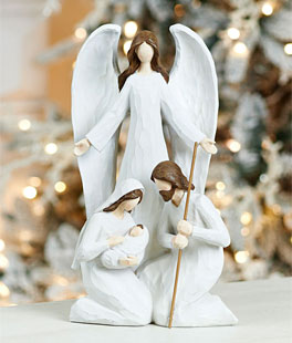 Holy Family With Angel Figurine - 16 Inch