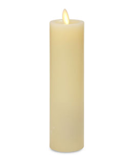 Luminara Slim Ivory Wax Moving Flame Pillar - 8 Inch Remote Ready