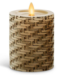 Luminara Embossed Basket Weave Candle 3 x 4.5 Remote Ready