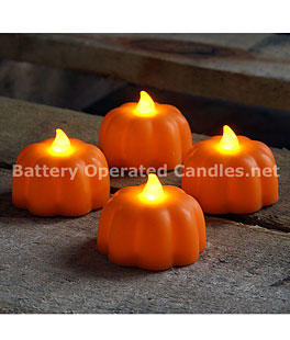 Battery Operated Candle Impressions  Pumpkin  LED Tealights - Set of 4 