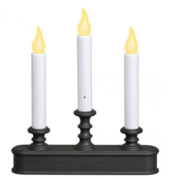 Three Tier Battery Window Candle Aged Bronze Dual Mode