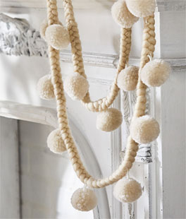 6 Foot Ivory Pom Pom Garland