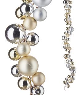 4 Foot Champagne and Silver Ball Ornament Garland
