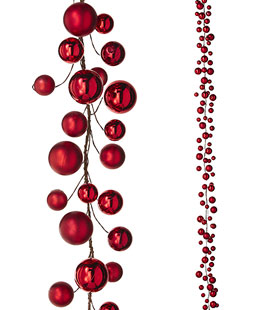 6 Foot Red Christmas Ball Garland - NEW 2025