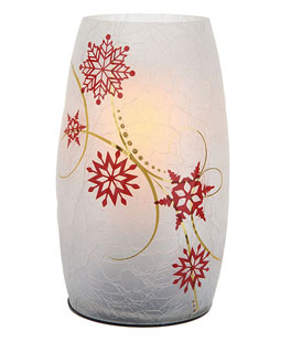 7 Inch Candle Impressions Lighted Crackle Glass Holiday Hurricane