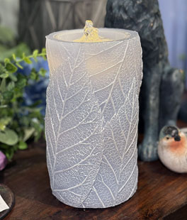 Blue Wax Leaf Design Aquaflame Fountain Candle - Remote Control Included