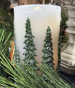 Green Pine Tree Aquaflame Fountain Candle - Remote Control Included