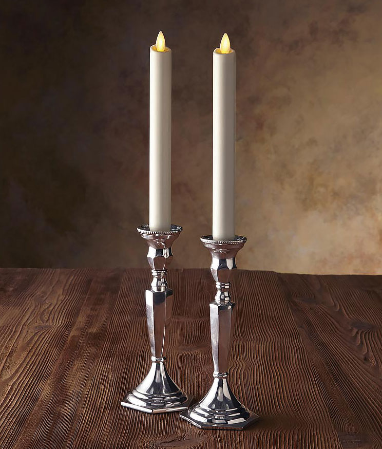 Set of 2 Luminara 8 Inch Ivory Taper Candle Timer and Remote Ready