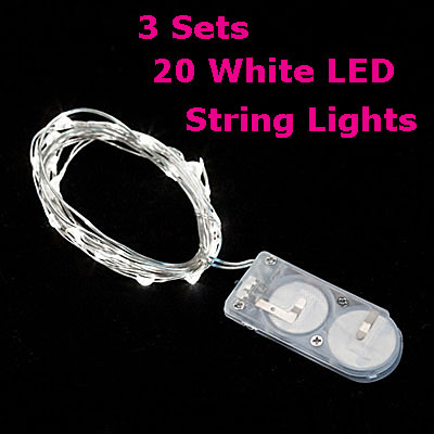 2 PACK 40 White LED Battery Mini Lights on Flexible Wire 13 Feet Submersible
