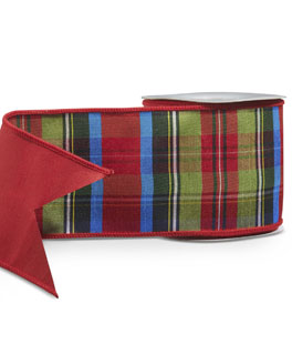 Plaid Wired Ribbon 4" x 10 Yards - New 2025