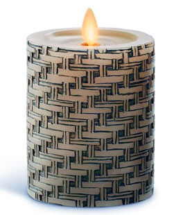 Luminara Embossed Basket Weave Candle 3 x 4.5 Remote Ready