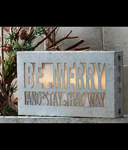 10 Inch Cut Out Tin Christmas Sign - Be Merry And Stay That Way