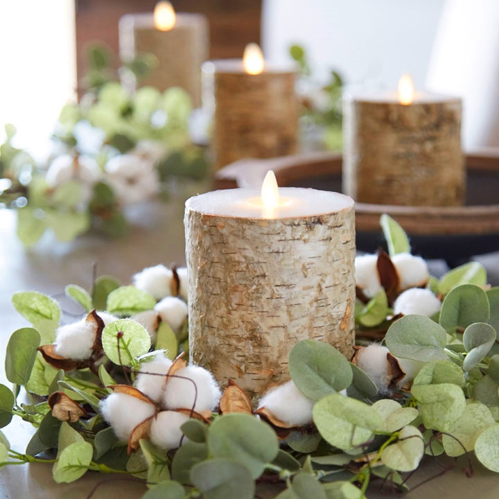 3.25 x 6 Inch Flat Top Birch Pillar Wax Wrapped Pillar Candle