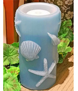 Blue Shell Design Aquaflame Fountain Candle - Remote Control Included - NEW