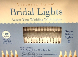 Bridal Lights with 100 Clear Bulbs and White Wire - Electric String Lights