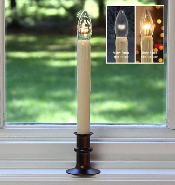 opnåelige Bølle Intens Ultra Bright Adjustable LED Cordless Window Candle Dual Sided Bulb - Timer  - Bronze Finish